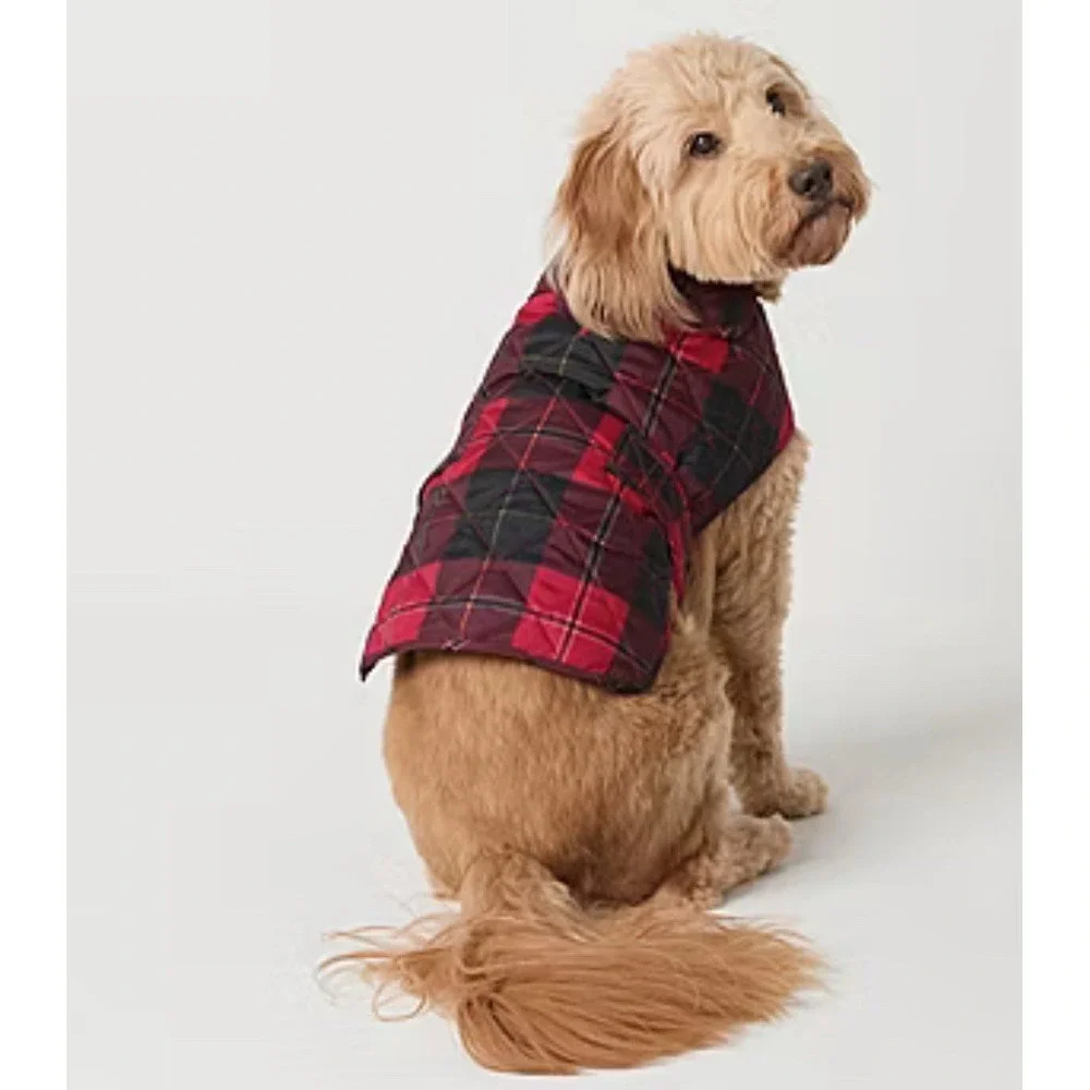 St Johns Bark‎ Pet Apparel Dog Jacket Quilted  XXL Navy Blue w/ white Polka Dot